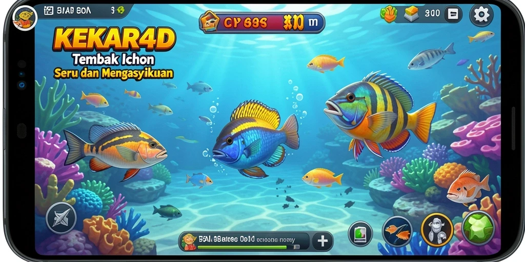 Tampilan gameplay seru di KEKAR4D saat menembak ikan.