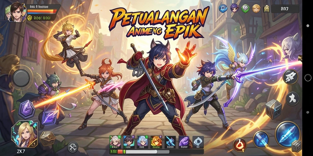 Tangkapan layar ZK7 menampilkan pertarungan karakter anime yang mendebarkan.